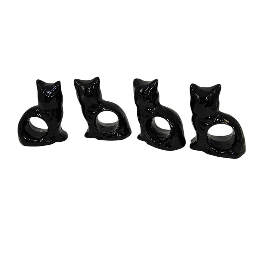 Black Cat Napkin Rings RARE - Picture 3 of 16